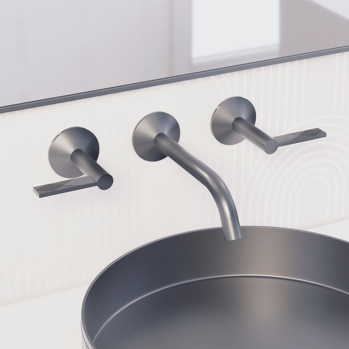 Robinet de lavabo mural avec drain 2 poignées Collection Paloma