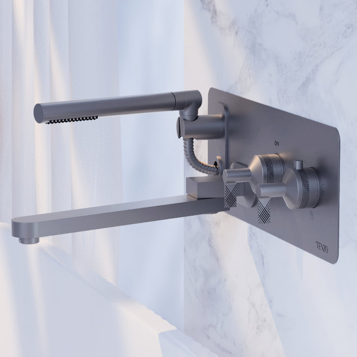 Robinet de bain mural avec boyau rétractable et Bec pivotant Collection Paloma