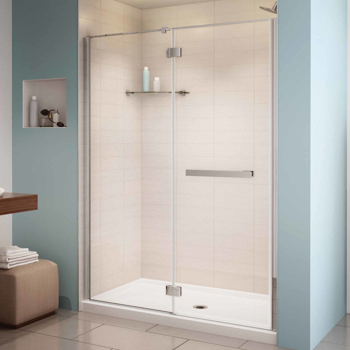 Duo set of alcove shower door with acrylic base Pura Platinum Collection PROMO 48'' X 36'' X 75H''