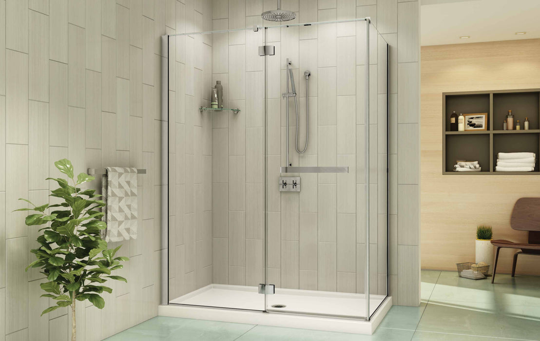 Duo set of 2-sided shower door with acrylic base Pura Platinum Collection PROMO 48" X 36"