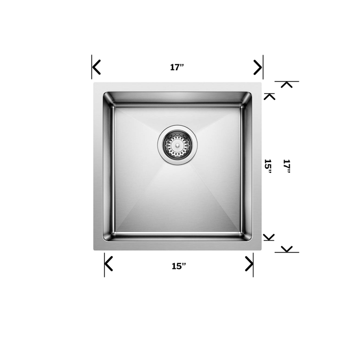 Évier de bar Blanco QUATRUS R15 U 1 3/4 sous plan en acier inoxydable