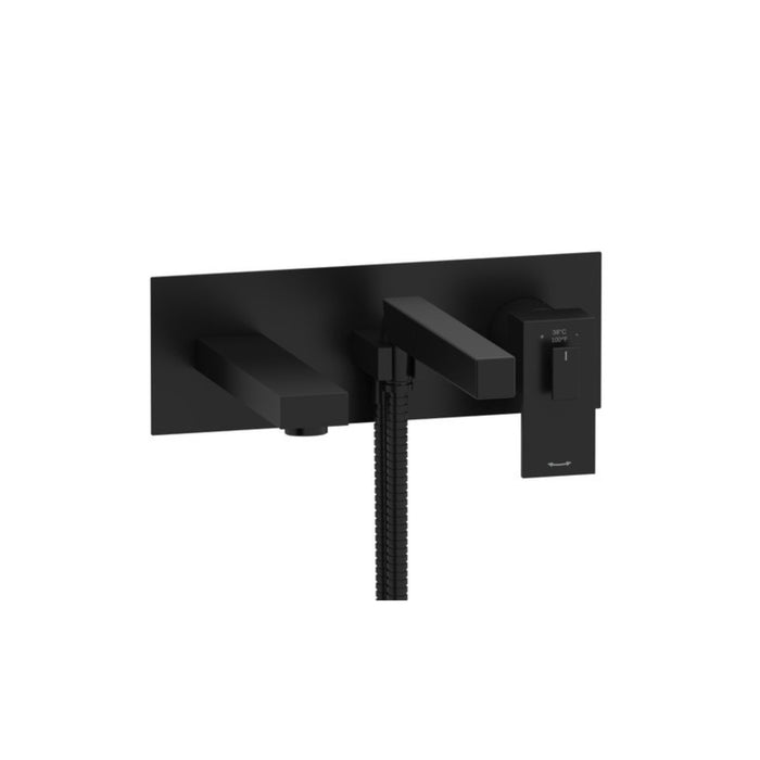 Matte Black Wall-Mounted Bath Faucet Kubik Collection