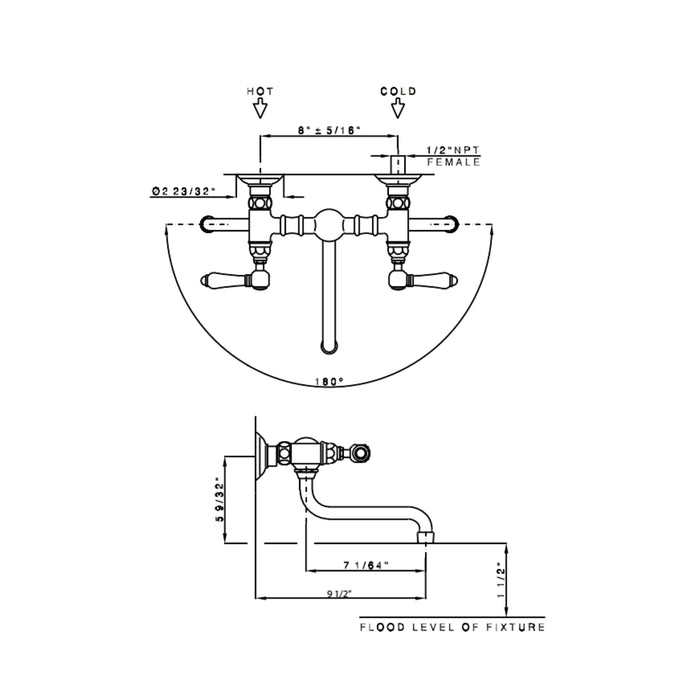 Bridge wall-mounted sink faucet ACQUI Collection