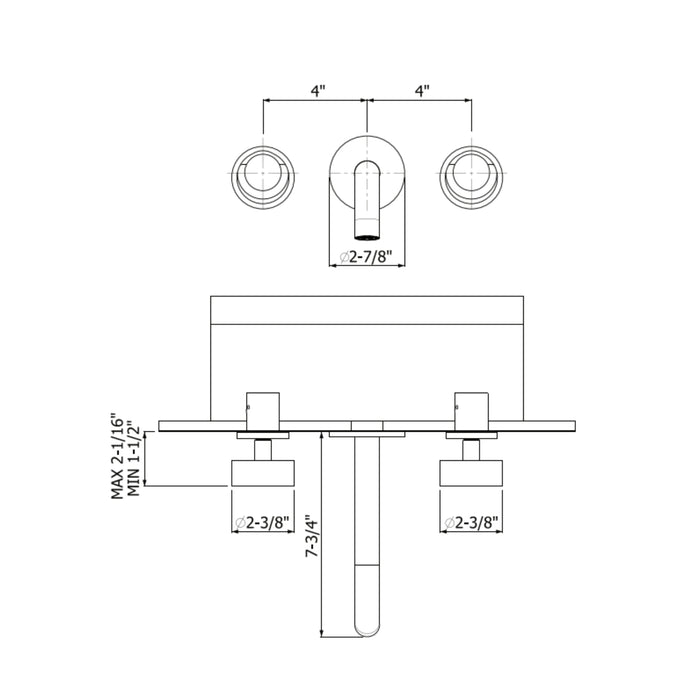 Robinet de lavabo mural Collection Eclissi