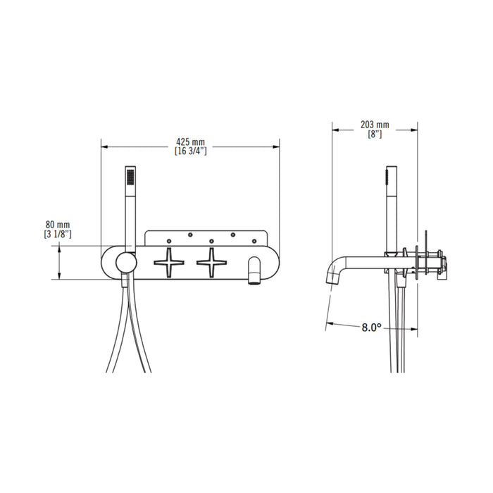 Wall-mounted bath faucet Lexa Collection