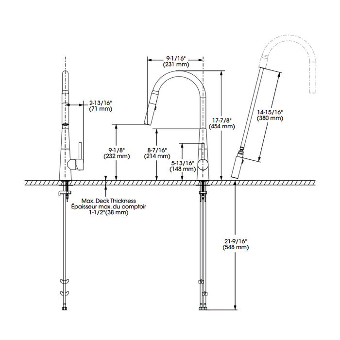 Robinet de cuisine monotrou Inox Collection Slend