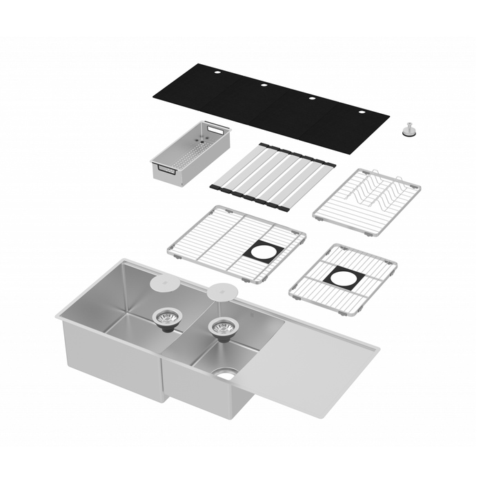 Évier de cuisine double 46" avec kit d’égouttage