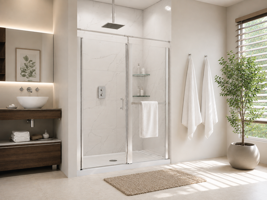 Porte de douche en alcôve avec cadre partiel collection Sevilla PROMO 70''h