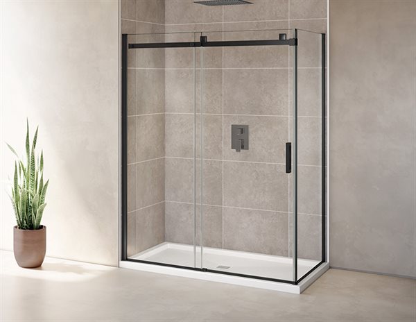 Duo 2-sided Shower Door Black Skyline + LPM Base 42" x 60" PROMO
