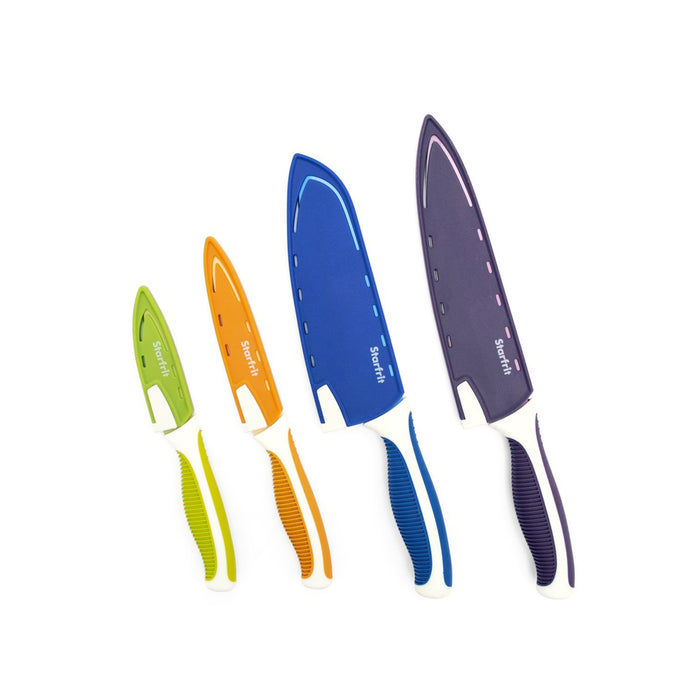 Ensemble de 4 couteaux avec affûteurs à lame et manche riveté