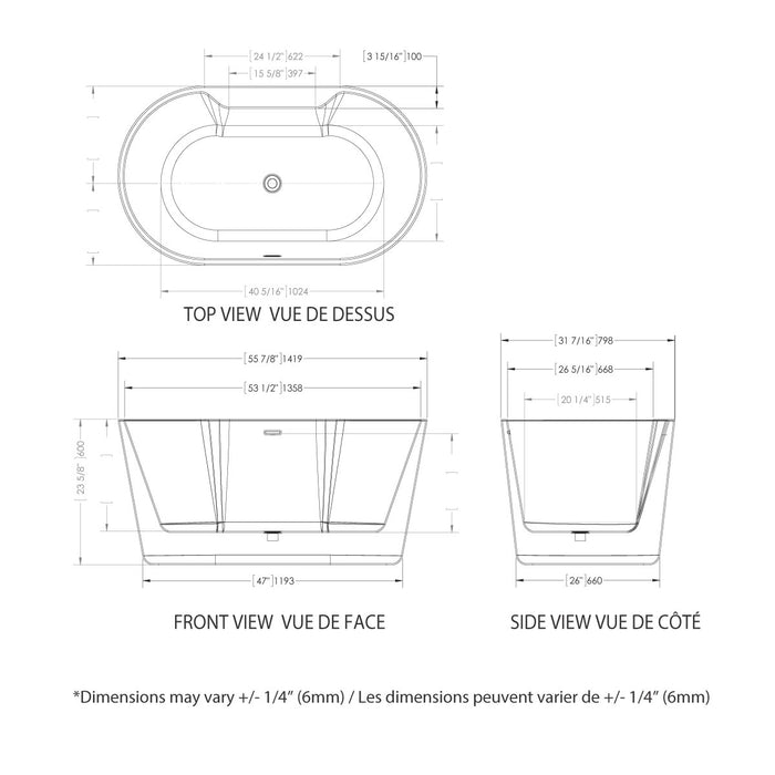 Talon Freestanding Bathtub 56" X 32"