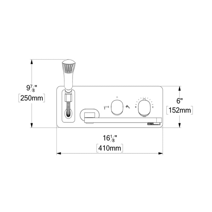 Wall mount bath faucet with retractable hose and swivel spout Fluvia collection