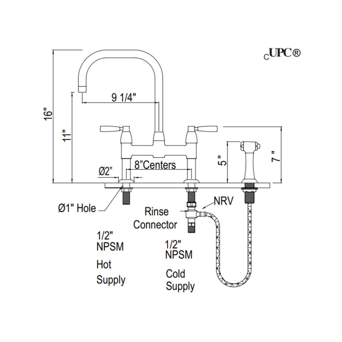 Robinet de cuisine Bridge Bec en U Collection Holborn