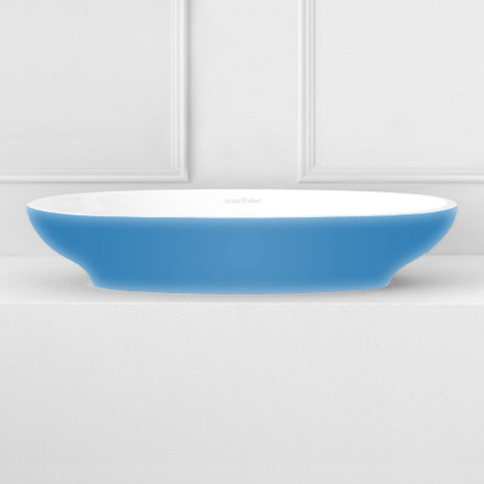 Oval basin 22" x 14" White/Blue glossy Cabrits Collection DEMO