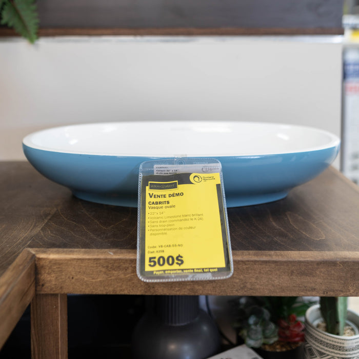 Oval basin 22" x 14" White/Blue glossy Cabrits Collection DEMO