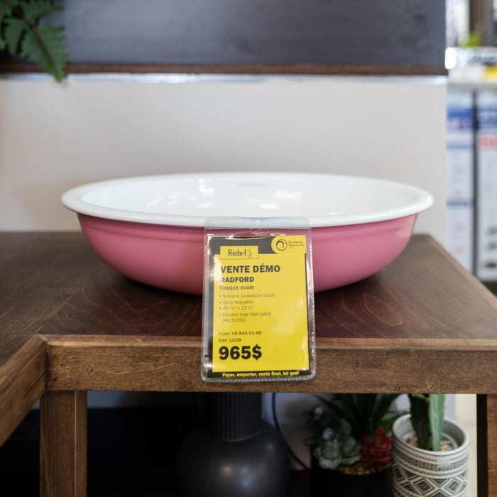 Vasque ovale 20 1/8" x 12 1/2"  Blanc/Rose lustré Collection Radford DEMO