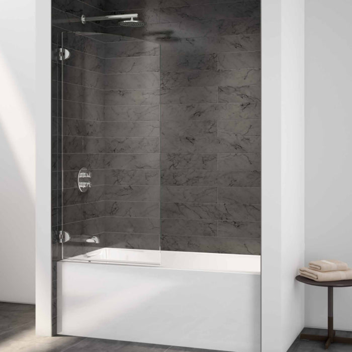 29" Rounded Bath Screen with Oval Hinges Chrome PROMO