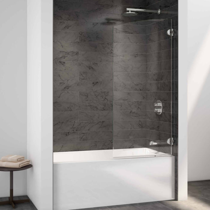 29" Rounded Bath Screen with Oval Hinges Chrome PROMO