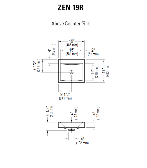 Zen Collection Semi-Recessed Sink