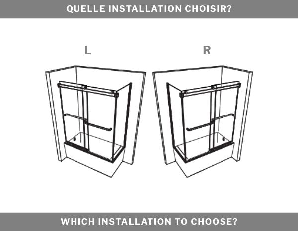 66" 2-sided sliding bath door Gemini Plus Collection