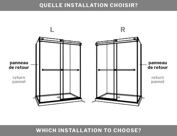 75" 2-sided sliding shower door Gemini Collection