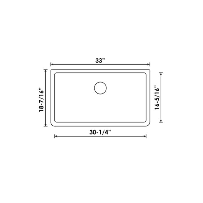 Évier de cuisine simple en Granite 33" Sous plan Collection Virtuo