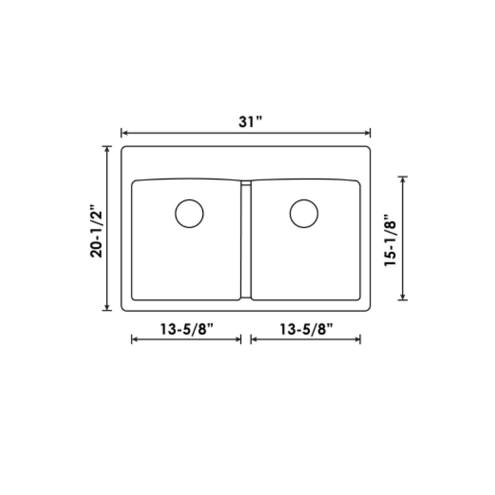 Évier de cuisine double en Granite Sur plan Collection Virtuo