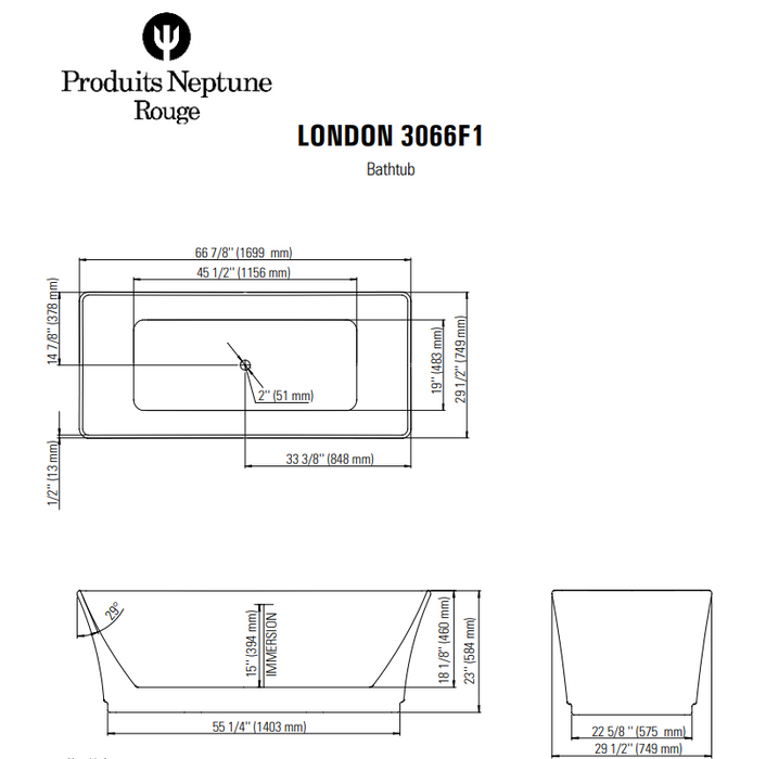London Collection Freestanding Bathtub