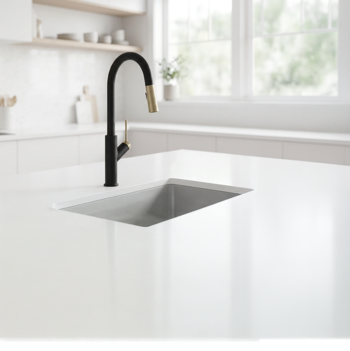 Robinet de cuisine monotrou Noir et Or