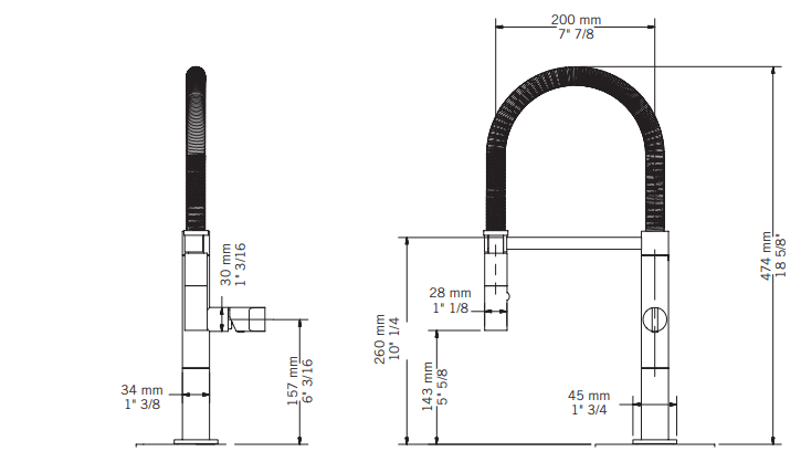 Robinet de cuisine avec douchette Nickel brossé Collection Volta