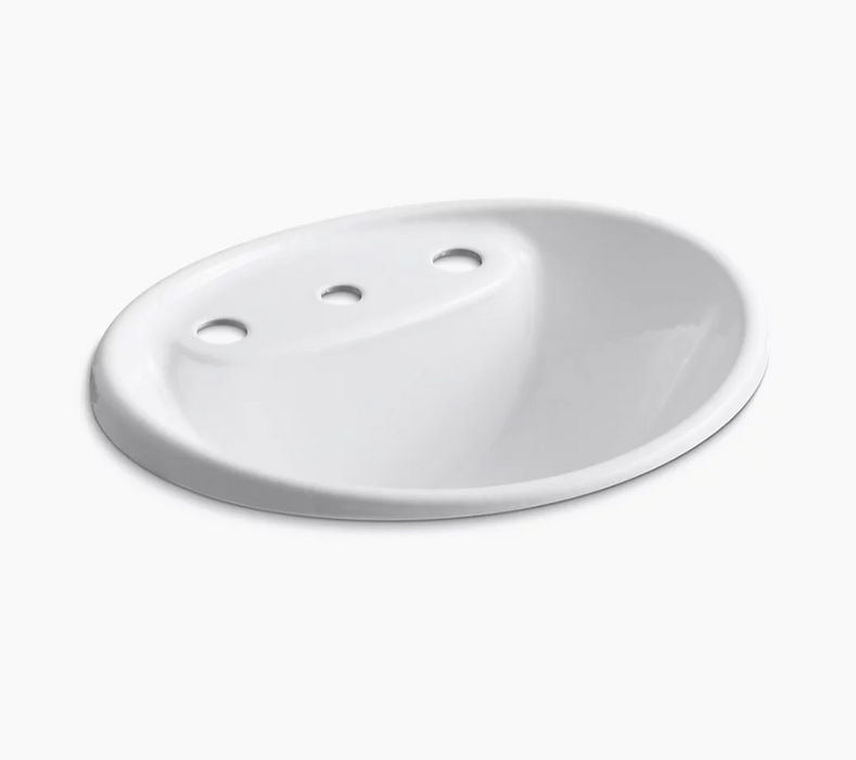 Lavabo encastré avec trous de robinet déployé de 8 po Collection Tides