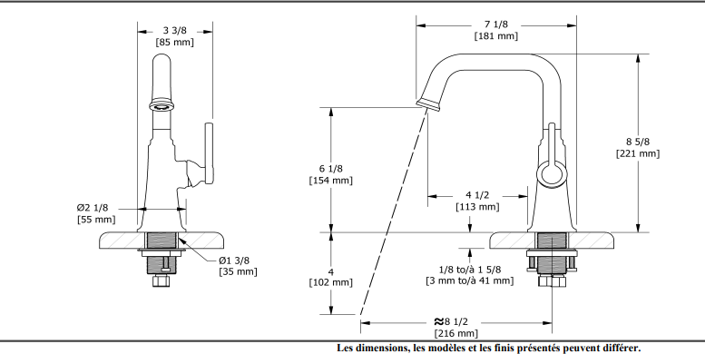 Single-hole bathroom faucet with lever handle Momenti Collection