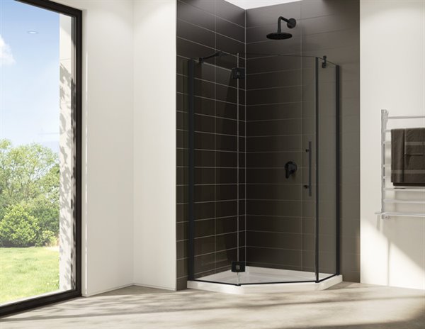 Porte de douche néo-angle, à pivot 79" Collection Platinum