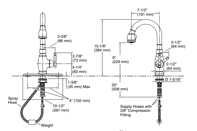 Robinet de cuisine avec douchette Collection Vinnata