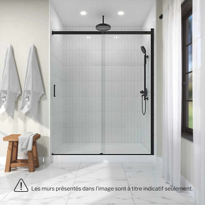 Trio of base, walls and shower door in 48" alcove Mance Collection