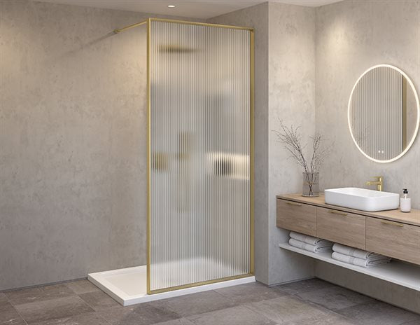 Fluted glass fixed shower screen Vespero Collection