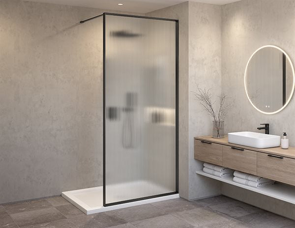 Fluted glass fixed shower screen Vespero Collection