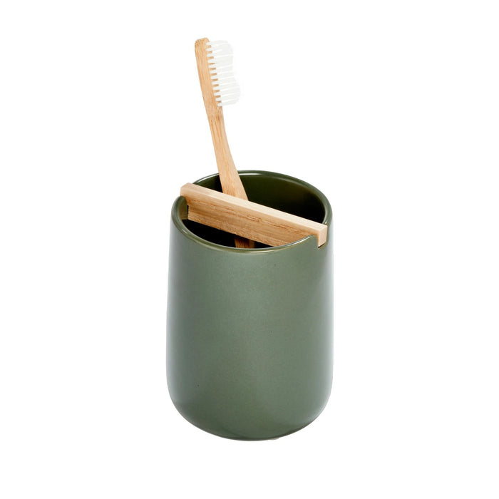 Ceramic toothbrush holder moss Eco vanity collection