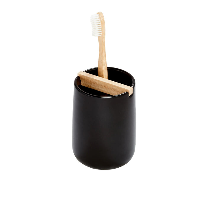 Black ceramic toothbrush holder Eco vanity collection