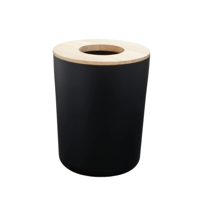 Ceramic trash can with black steel wooden lid Eco vanity collection