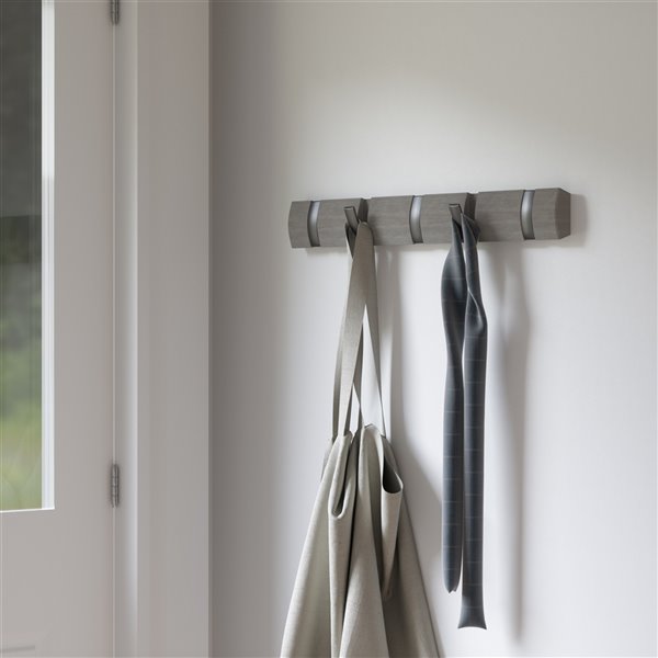 Wall mounted coat rack with 5 retractable hooks Flip Collection — Plomberie  Mascouche