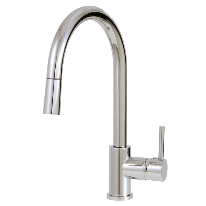 Single jet kitchen faucet with retractable hand shower