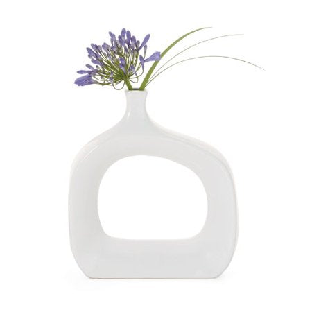 Open vase 11'' H wide White