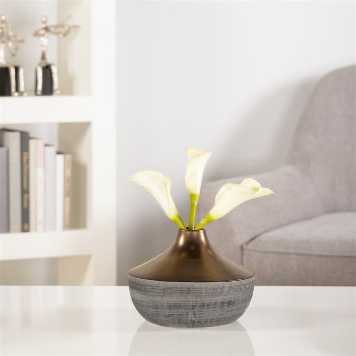 Vase fiole conique en céramique texturée 7'' H