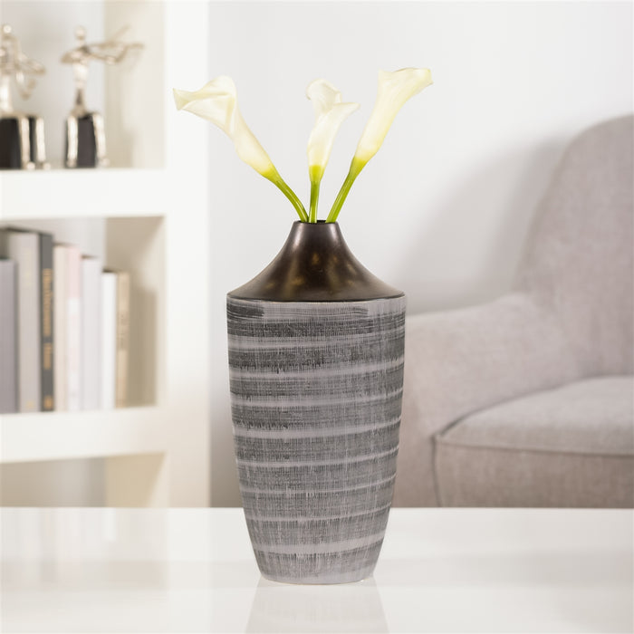 Textured ceramic conical vase 15.25'' H