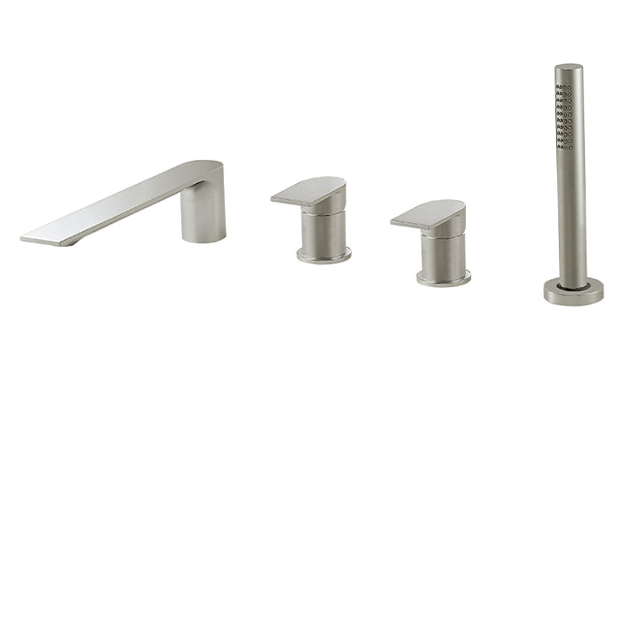 Bathtub faucet with hand shower and 2 mixers
