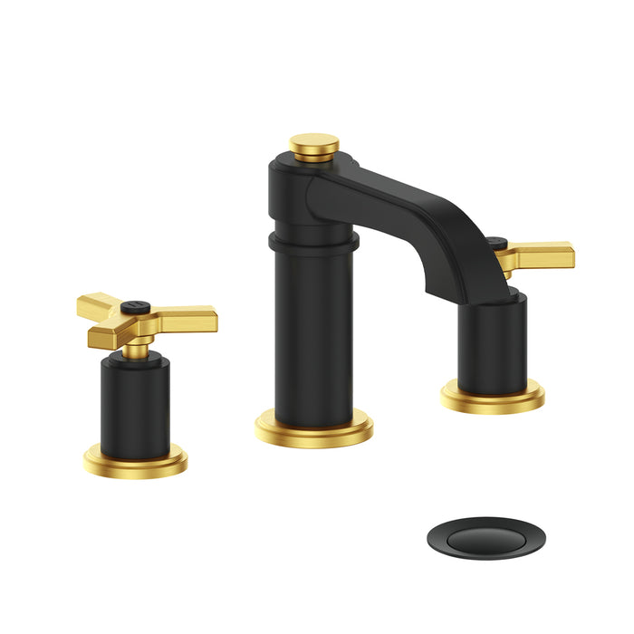 8" lavatory faucet with drain Zehn Collection, black and gold finish