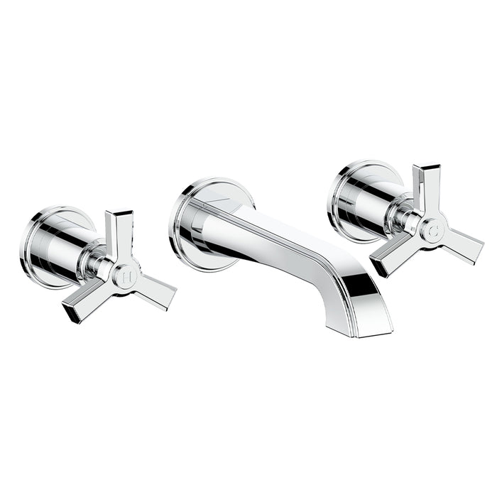 8" wall-mounted sink faucet with 3-prong handles Collection Zehn