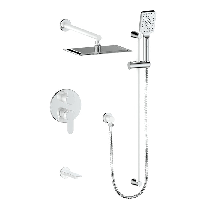 3-way shower set, Lusten Collection, glossy white and chrome finish