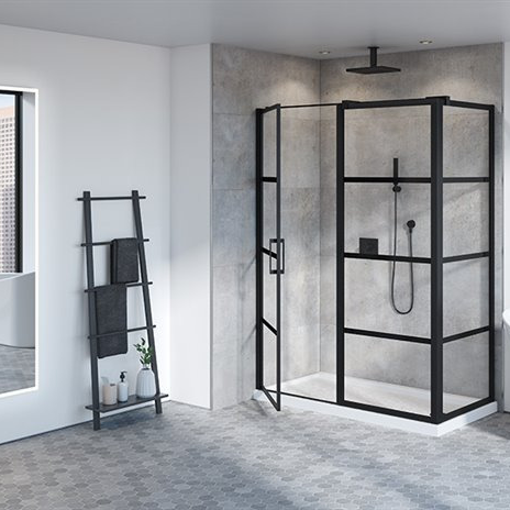 Porte de douche 2 côtés à pivot Collection Latitude — Plomberie